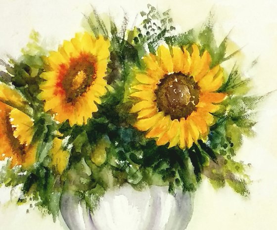 Vase of Sunflowers