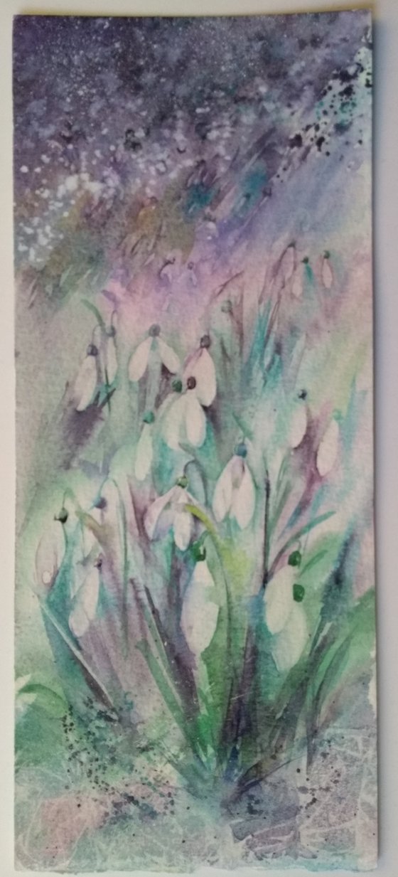 Snowdrop painting, Winter Flowers, Floral Wall Art, Flower Painting, watercolour, watercolor