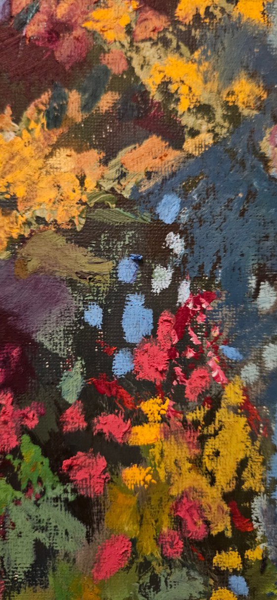Hidden Poppy, semi-abstract floral painting
