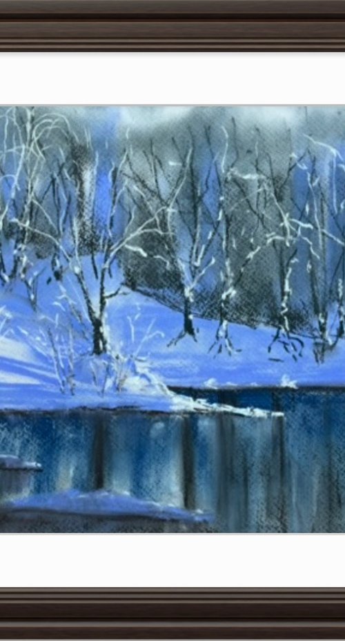 Frosty river in the forest by Yuliia Sharapova