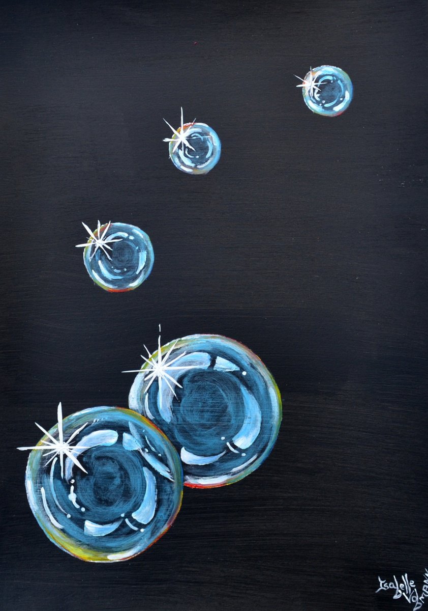 Abstract Acrylic Painting By Isabelle Vobmann, 12 X 17, Bubbles, Original Artwork