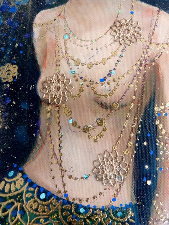 All the gold of mermaids 20 x60 cm.