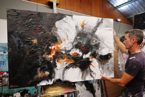 Rusted Charcoal 160cm x 100cm Textured Abstract Art