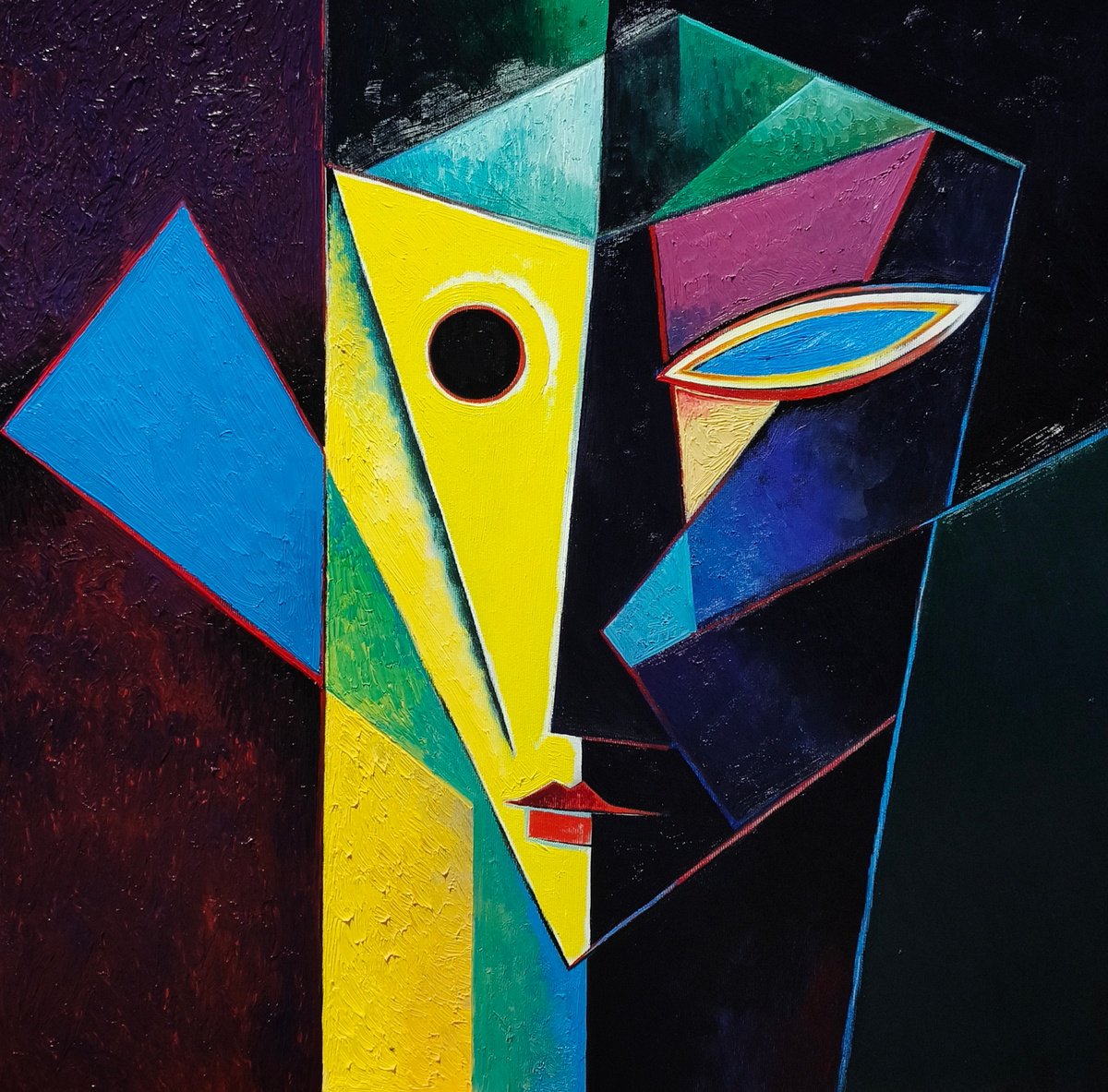 Geometric Oil Painting , Constructed Identity By Artrun Asatrian, 24 X 24, Artwork For Sale On Artfinder