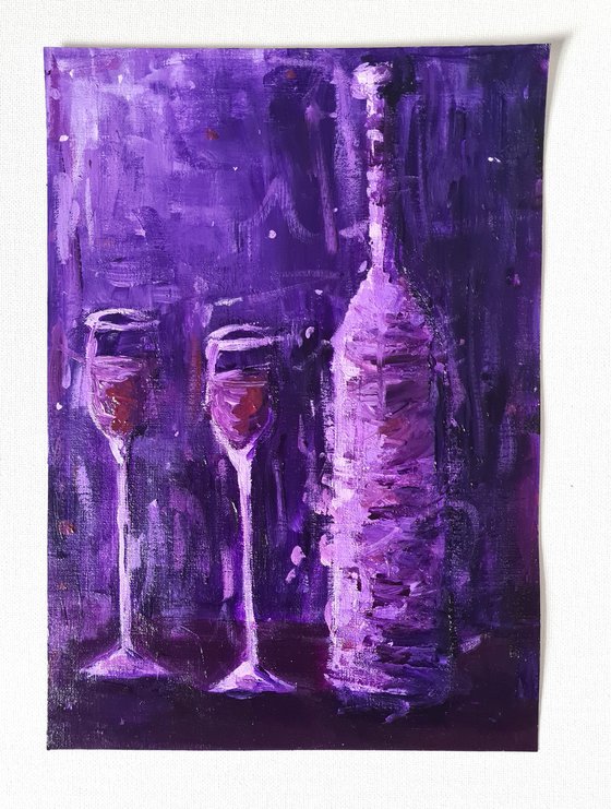 Purple Bottle and Glasses