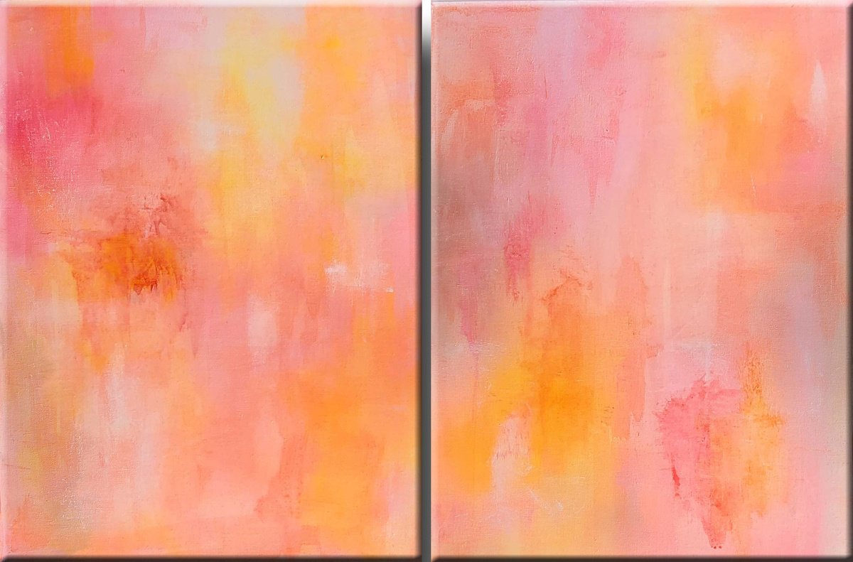 Organic Abstract Acrylic Painting By Kr Moehr, 32 X 20", Pink Soul, Original Artwork