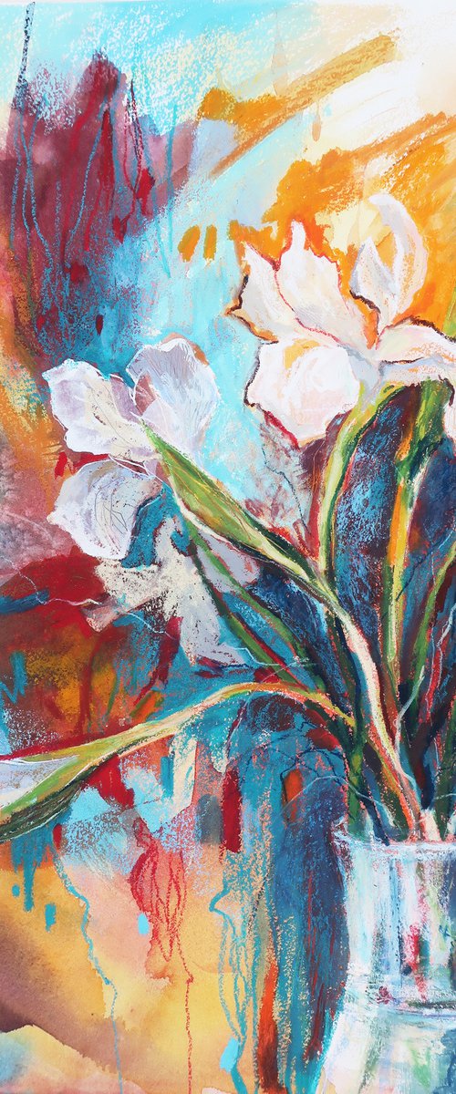 Still life - White irises by Alla Vlaskina