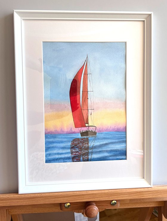 Scarlet sailboat