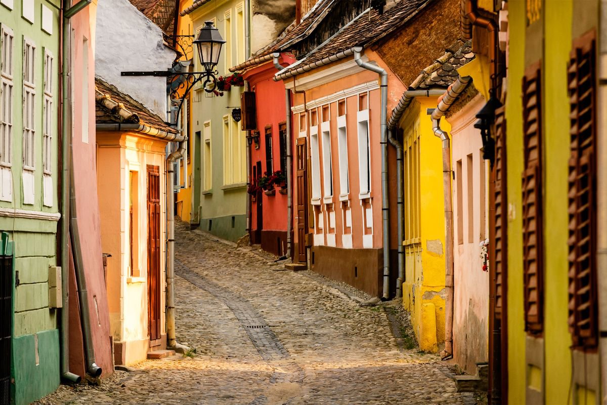 Photorealistic Cityscapes Photograph By Tom Hanslien, 47 X 33", Sighisoara, Transylvania, Original Artwork