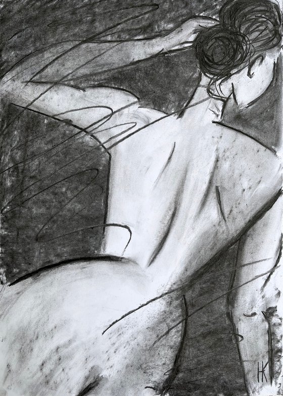 Woman Nude Charcoal Art