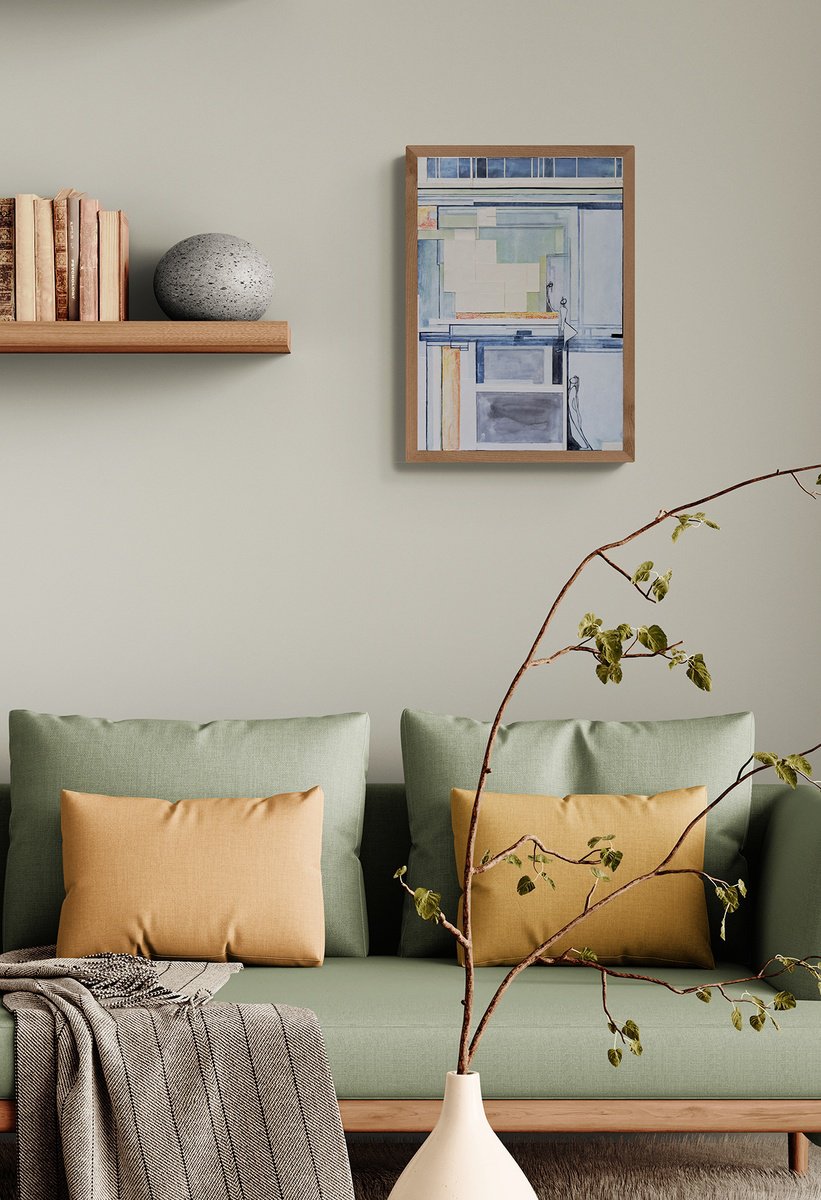 Geometric Abstract Painting By Marija Stojkovic, 14 X 20", Interspace, Original Artwork