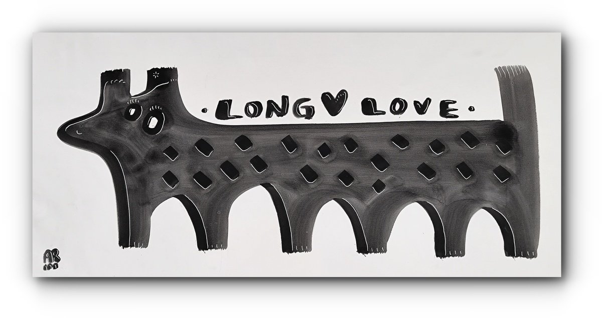 Animal Acrylic Painting By Angel Rivas, 41 X 21, Long Love, Original Artwork