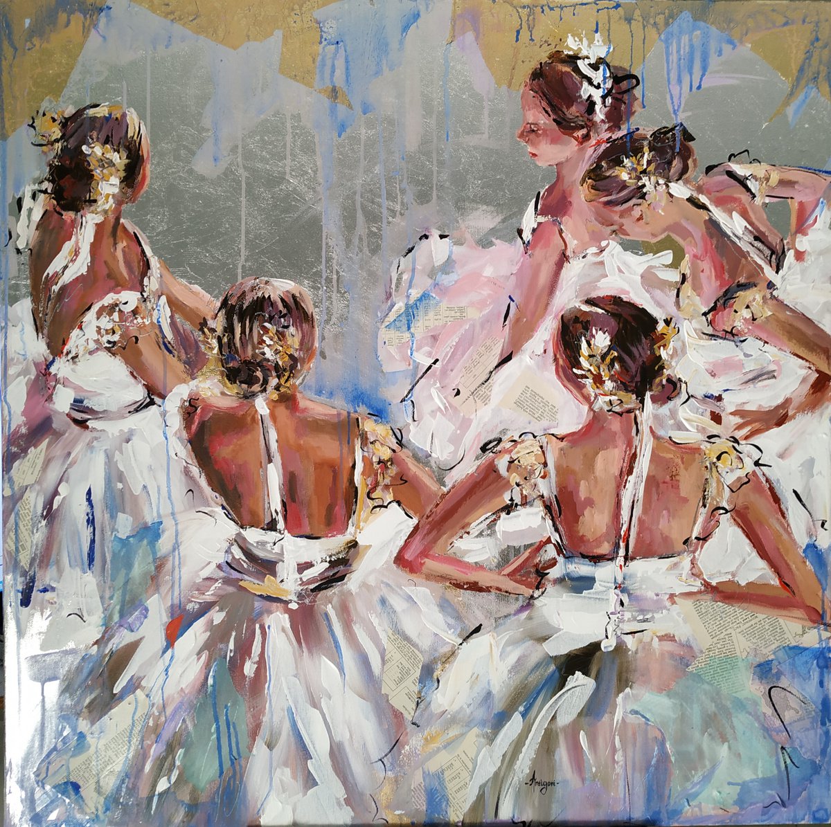 Dazzle -Ballerina painting-Ballet painting by Antigoni Tziora