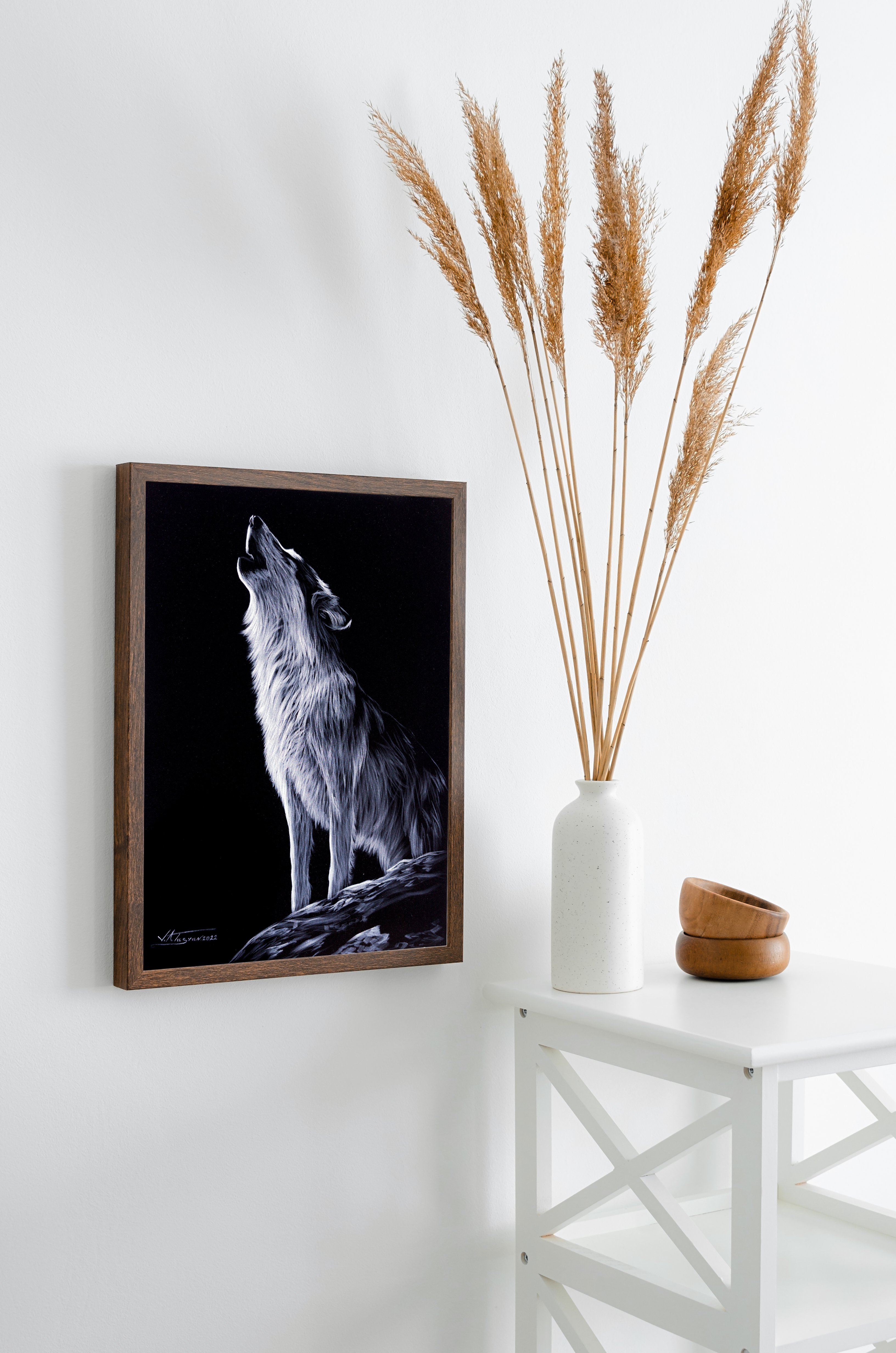 Photorealistic Animal Oil Painting By Vlad Atasyan, 16 X 20", Wolf, Original Artwork