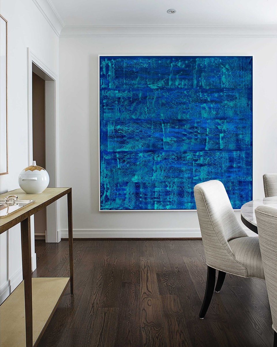 Abstract Oil Painting By Nataliia Sydorova, 75 X 75", Ocean Azure, Original Artwork