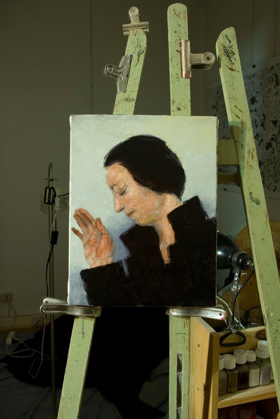 modern portrait on light background