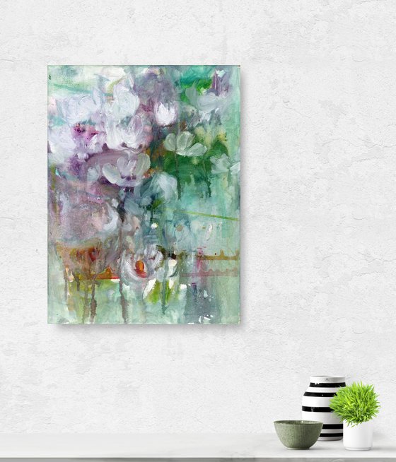 Floral Lullaby 37 - Flower Oil Painting by Kathy Morton Stanion