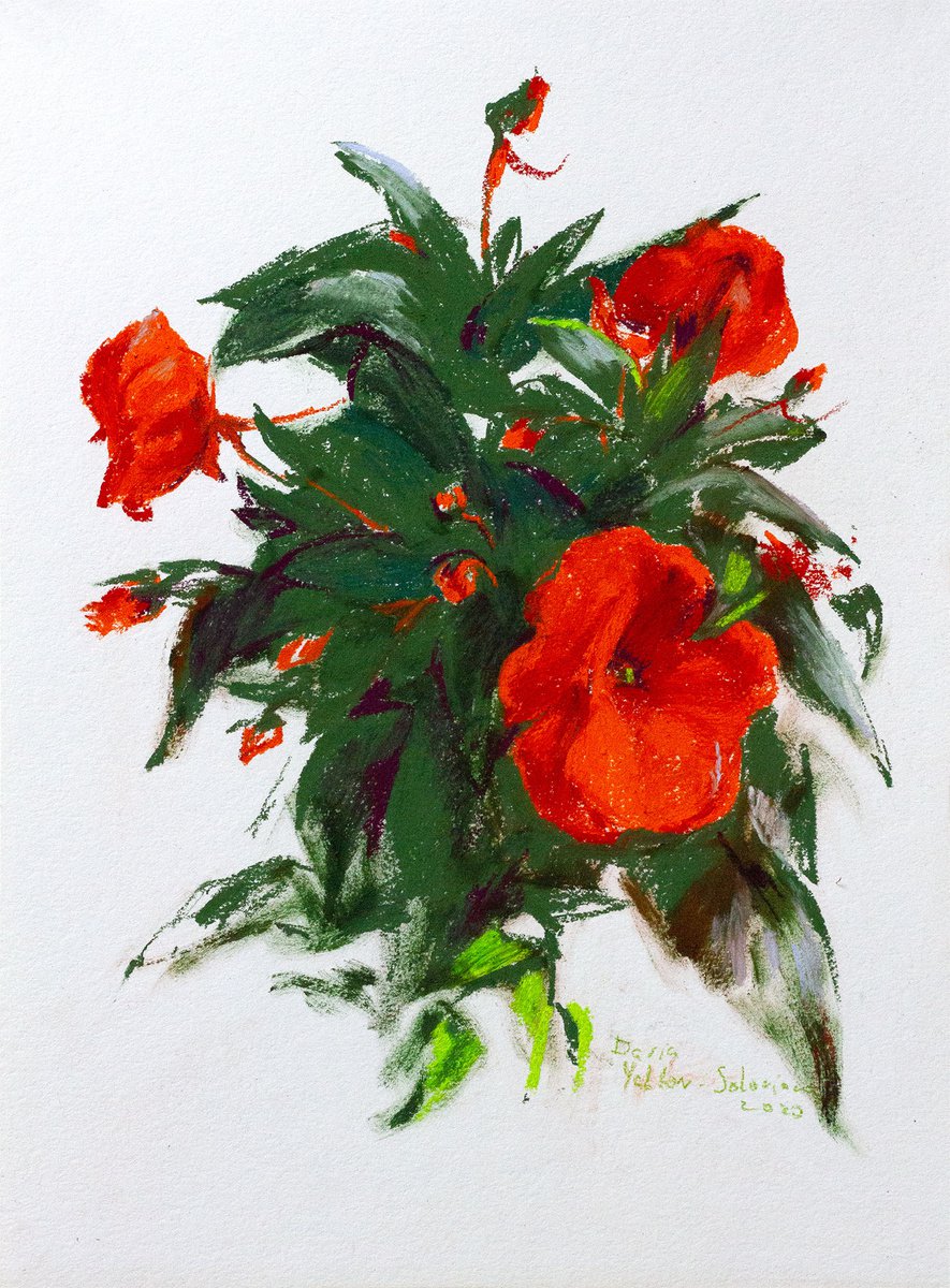Impressionistic Botanical Pastel Drawing By Daria Yablon-Soloviova, 12 X 16, Vibrant Touch, Original Artwork