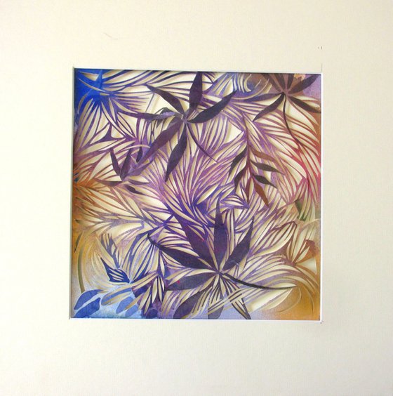 colorful leaves watercolor with paper cut