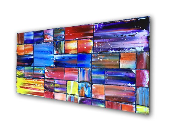 "Barriers" - Save As Series + FREE USA SHIPPING - Original PMS Geometrical Abstract Diptych Oil Paintings On Wood - 24" x 24"