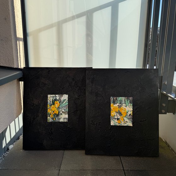 Light sprouting from darkness. Diptych