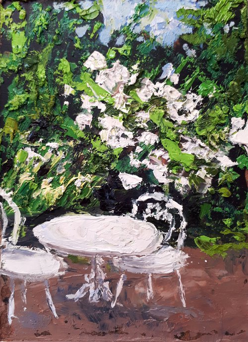 Roses Bloom in the Garden /  ORIGINAL OIL PAINTING by Salana Art Gallery