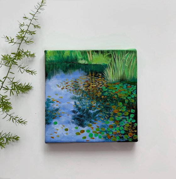 Monets Garden - II ! Small Painting!!  Ready to hang