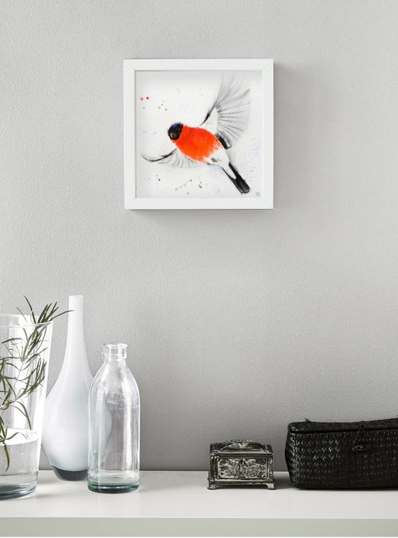 Bullfinch #1 - watercolour - wild bird watercolour - birdwatcher - wild bird art - bird art