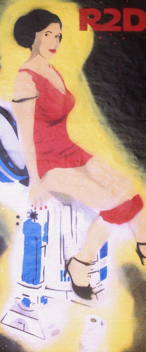 R2D2P (BLACK ON A BOX CANVAS). by Juan Sly