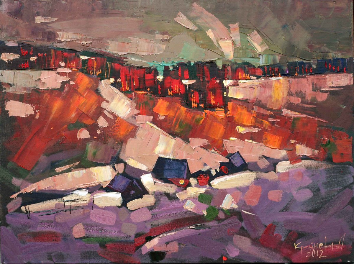 Impressionistic Landscape Oil Painting By Anastasiia Kraineva (Masniuk), 31 X 24, Almost Winter, Original Artwork