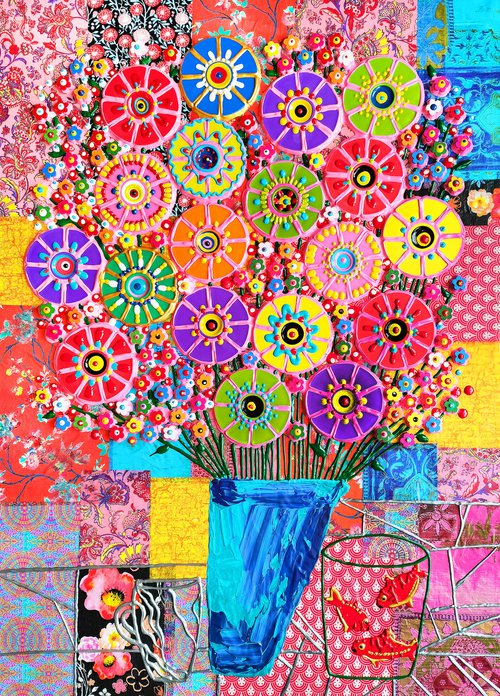Bouquet of flowers for Matisse - abstract still life mosaic art by BAST