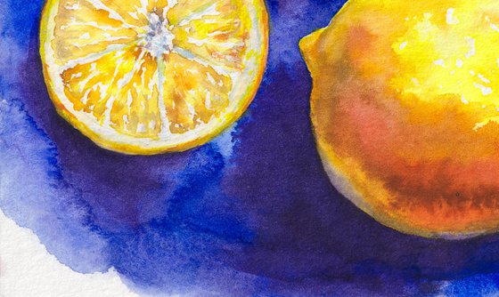 Yellow Lemons on Blue