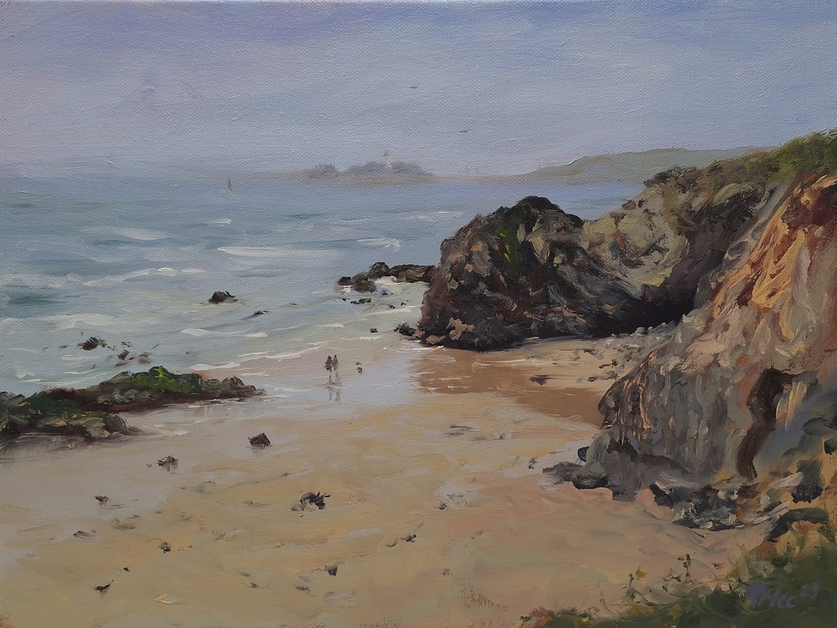 Impressionistic Landscape Oil Painting By Robert Mee, 16 X 12", Gwithian Beach, Cornwall, Uk, Original Artwork