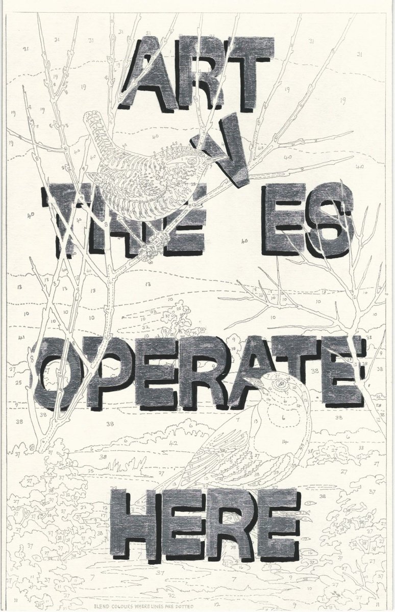 Typographic Animal Painting By Paper Draper, 9 X 15", Daylight Robbery, Original Artwork