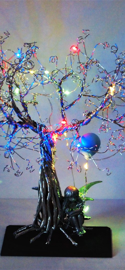 Tree, Fairy and Blue Balloon by Steph Morgan
