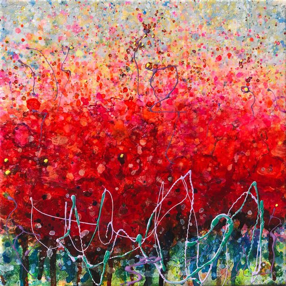 Abstract Poppy Field   #2  10 "X 10" X 0.5"  by @OLenaArt