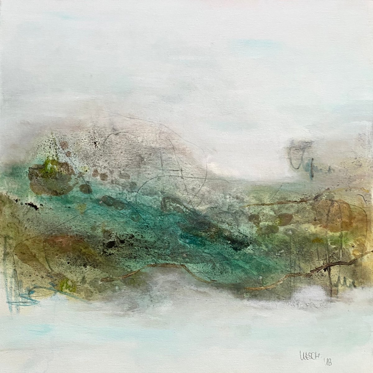 Early Morning I 60 x 60 cm I natural abstract artwork I square by Kirsten Schankweiler