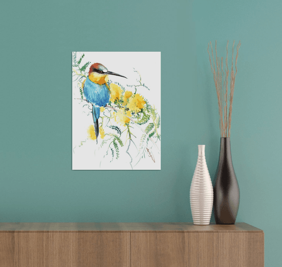 Bee Eater and acacia flowers