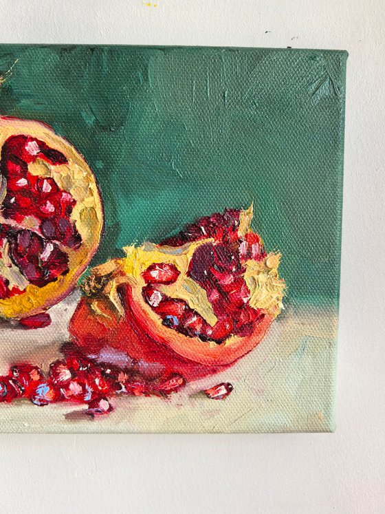 Pomegranate on blue