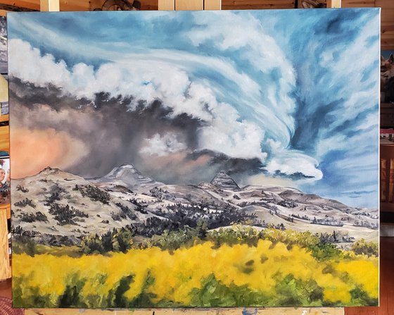 Landscape - Thunderstorms - "Storm Over the Killdeer Mountains"