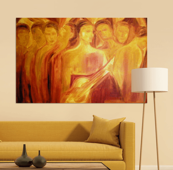 Ensemble of Harmony, Large Painting, Painting with Guitar