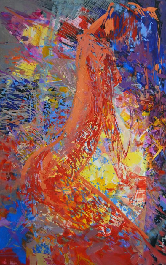 Abstract nude painting - Burning Dreams