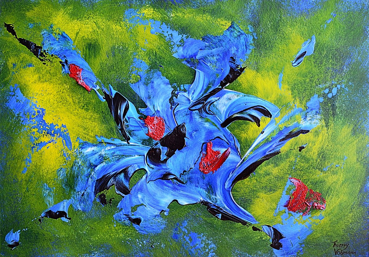 Abstract Acrylic Painting By Thierry Vobmann. Abstract ., 17 X 12", Ideal Gift 99, Original Artwork