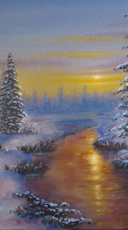 Mid winter River - Oil on canvas by Lianne Issa