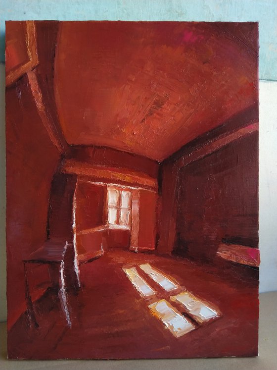 Red room (30x40cm, oil painting, impressionistic)