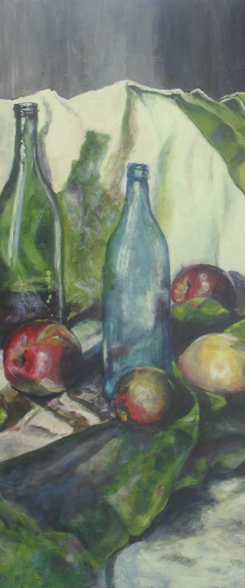 Still life with lemons and apples by Beta Sudnikowicz