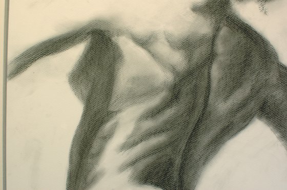 Nude study. Charcoal drawing.