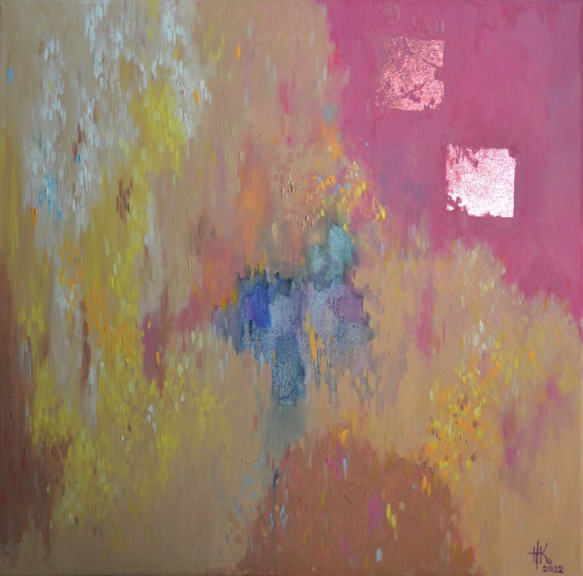 Organic Abstract Oil Painting By Zhanna Kondratenko, 28 X 28", Blossoming. Summer Silence, Original Artwork