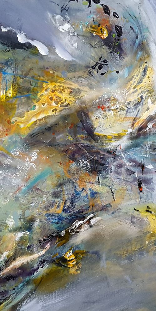 VERY LARGE FANTASTIC COLORS COMPOSITION ABOUT CHILDHOOD DREAMS ONEIRIC ART CHILDISH HARMONY FLY BIRDS by O KLOSKA by Kloska Ovidiu