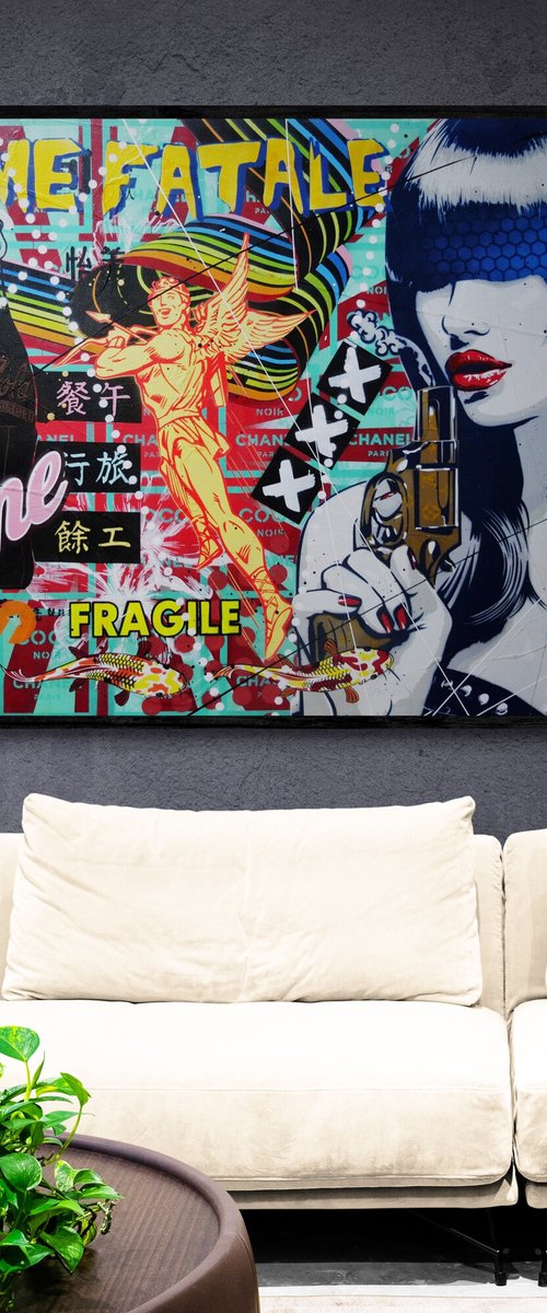 The Attraction 160cm x 100cm Geisha Assassin Textured Urban Pop Art by Franko